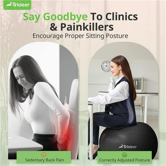 Extra Thick Yoga Ball Exercise Ball, 5 Sizes Ball Chair, Heavy Duty Swiss Ball - Picture 2 of 6